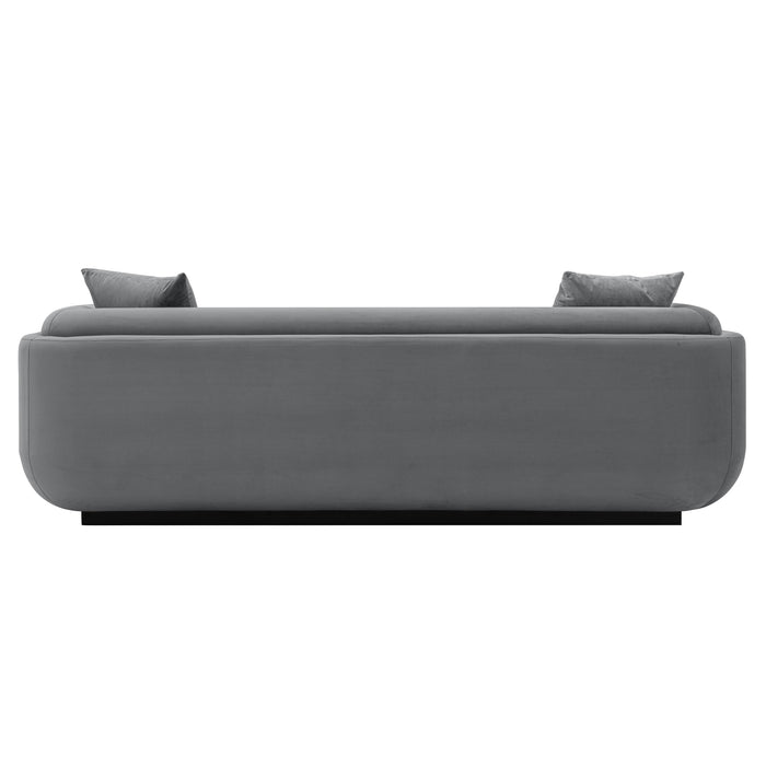 Manhattan Comfort Contemporary Edmonda Velvet Sofa with Pillows - Dark Grey