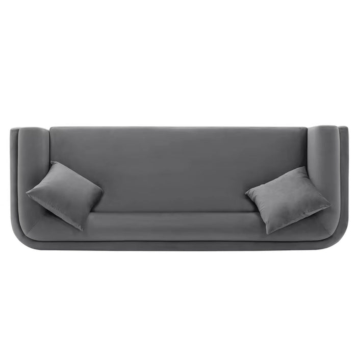 Manhattan Comfort Contemporary Edmonda Velvet Sofa with Pillows - Dark Grey