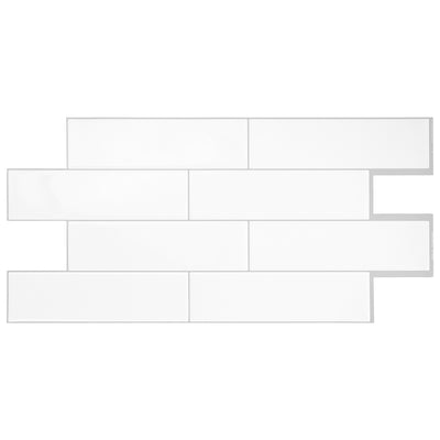 Smart Tiles Peel and Stick 2-Sheet 23 x 11 Backsplash - Oslo White|Dosseret Smart Tiles peler et coller 23 x 11, 2 feuilles - Oslo White