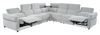Cindy Crawford Home Aspen 5-Piece Power Reclining Sectional with Adjustable Headrests and USB Port - Silver | Sofa sectionnel à inclinaison électrique Aspen de Cindy Crawford Home 5 pièces avec appuie-têtes électriques et port USB - argenté