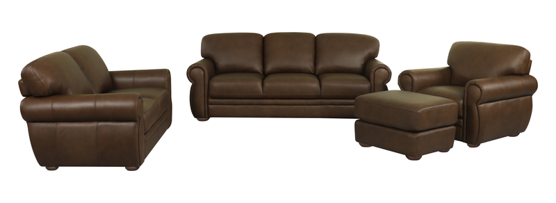 Chateau d’Ax Porto 90\" 100% Genuine Leather Sofa  - Chocolate 