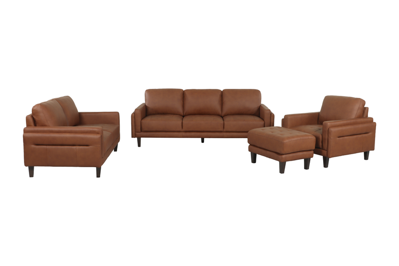 Chateau d’Ax Venice 39\" 100% Genuine Leather Accent Chair – Light Brown 