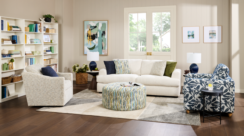 Made in Canada Sofa Lab Customizable Swivel 32\" Fabric Accent Chair – Rust Accent Fabric 