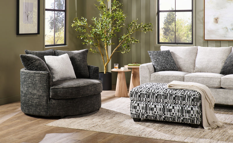 Made in Canada Sofa Lab Customizable Cuddler 48\" Fabric Accent Chair – Plush Charcoal 
