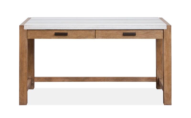 Grafton 60\" Desk with Marble Top and Storage - Sierra Brown