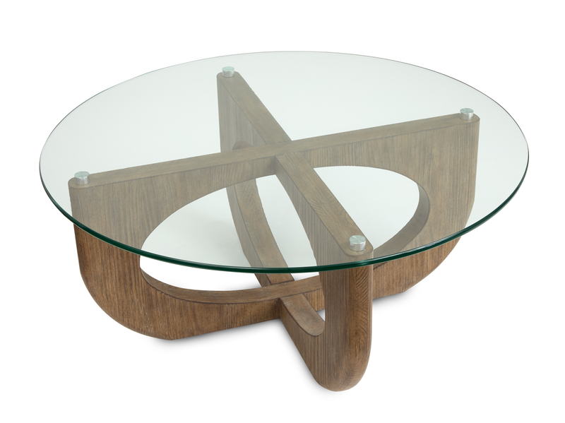 Kerwin 40\" Coffee Table with Glass Top - Almond