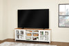 Sterling 95.83" Modern TV Stand with Storage and Cable Management for TVs up to 100" – Brown & White | Meuble pour téléviseur moderne Sterling de 95.83 po avec rangement et système de gestion des câbles pour téléviseurs jusqu’à 100 po - brun et blanc