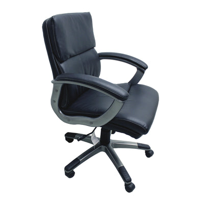 Tygerclaw 26" Mid Back PU Leather Office Chair - Black|Chaise de bureau TygerClaw mi-dossier en similicuir en polyuréthanne - noire
