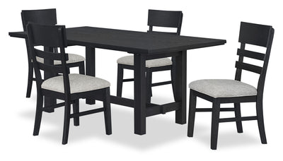 Trove 5pc Dining Set with Table and 4 Chairs, 72”W – Black  | Ensemble de salle à manger Trove 5 pièces avec table de 72 po (L) et 4 chaises - noir  | TROVBDP5