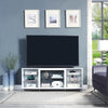 Manhattan Comfort Brighton 60" TV Stand with Glass Shelves & Media Wire Management - White|Meuble pour téléviseur Brighton de Manhattan Comfort de 60 po avec tablettes en verre et système de gestion des câbles - blanc