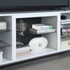 Manhattan Comfort Brighton 60" TV Stand with Glass Shelves & Media Wire Management - White|Meuble pour téléviseur Brighton de Manhattan Comfort de 60 po avec tablettes en verre et système de gestion des câbles - blanc