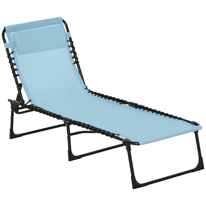 Outsunny Outdoor Folding Lounge Chair, For Camping, Hiking, Light Blue
