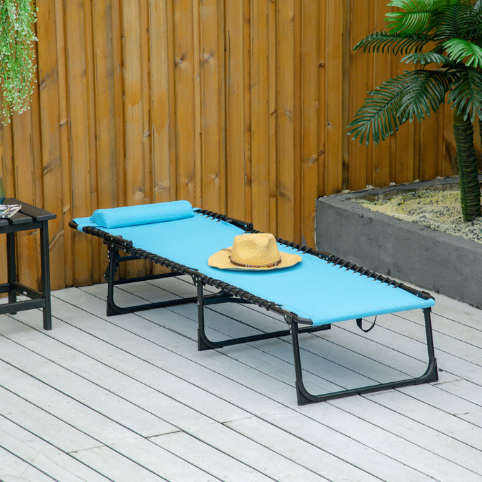 Outsunny Outdoor Folding Lounge Chair, For Camping, Hiking, Sky Blue