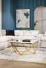 Amanda 31.5" Modern Square Coffee Table - White Marble Top with Gold Metal Base | Table à café carrée moderne Amanda de 31,5 po - dessus en marbre blanc avec base en métal doré