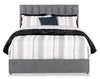 Amos Upholstered Storage Bed in Charcoal Fabric with Channelled Headboard & 3 Built-in Drawers - Queen Size | Lit de rangement Amos rembourré en tissu anthracite avec tête de lit à canaux et 3 tiroirs intégrés - format grand lit