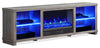 Aurora 72" Modern Electric Fireplace TV Stand with Storage & Cable Management for TVs up to 80"- As|Meuble pour téléviseur moderne Aurora de 72 po avec foyer électrique, rangement et système de gestio