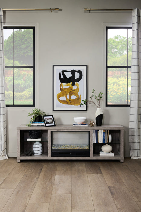 Aurora 72\" Modern Electric Fireplace TV Stand with Storage & Cable Management for TVs up to 80\"- Ash Grey