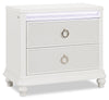 Ava Bedside 2-Drawer Nightstand with LED Light, 32.5"W x 28"H, Glam - White | Table de nuit somptueuse Ava de 32,5 po (L) x 28 po (H) à 2 tiroirs avec éclairage à DEL - blanche