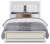 Ava Panel Bed with Headboard & Frame, LED, Glam, White - Queen Size | Lit à panneau Ava somptueux avec tête de lit, cadre de lit et éclairage à DEL, blanc - format grand …