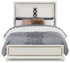 Ava Panel Bed with Headboard & Frame, LED, Glam, White - Queen Size | Lit à panneau Ava somptueux avec tête de lit, cadre de lit et éclairage à DEL, blanc - format grand …