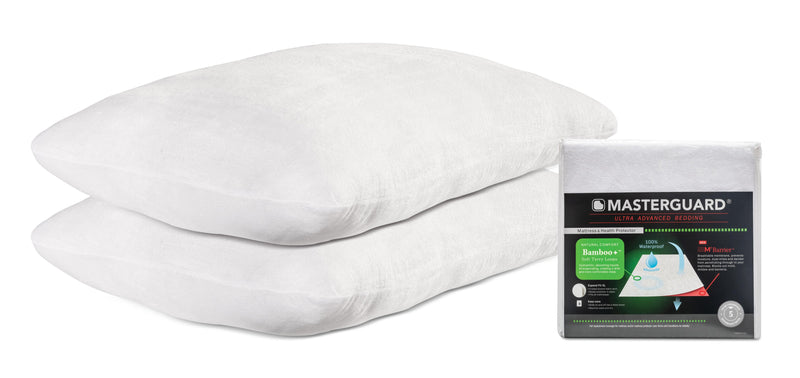 Masterguard® Bamboo™ Queen Mattress Protector with 2 Queen Pillows