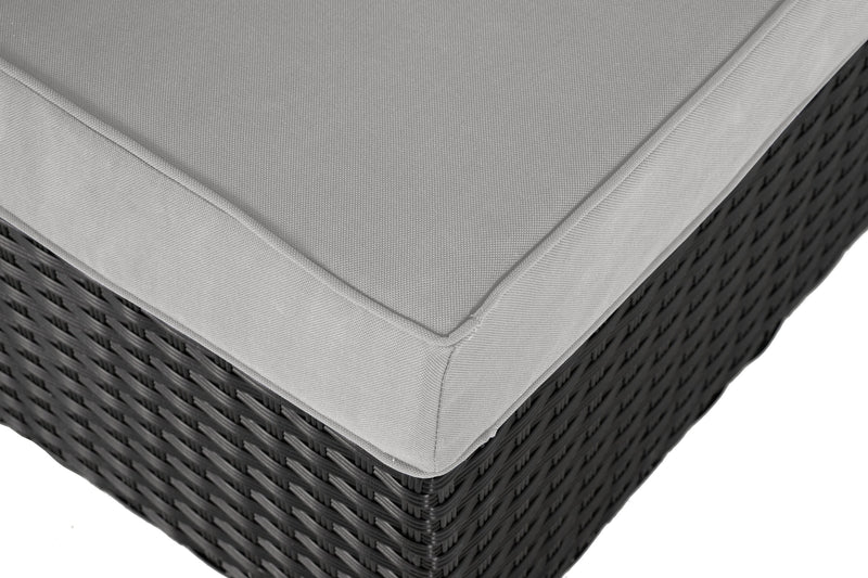 Barbados Armless Outdoor Patio Chair - Hand-Woven Resin Wicker, UV & Weather Resistant - Black/Grey