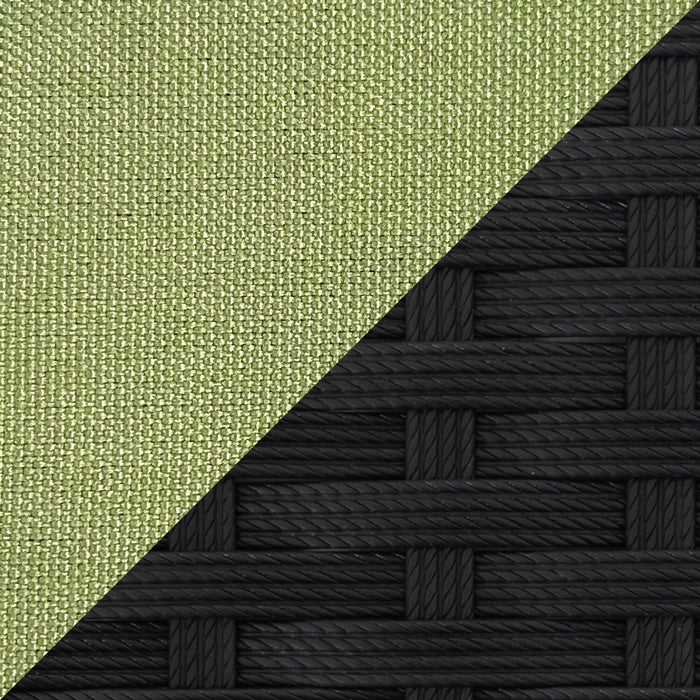 Barbados Armless Outdoor Patio Chair - Hand-Woven Resin Wicker, UV & Weather Resistant - Black/Green