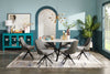 Bari Dining Table with Marble-Look Ceramic Top, Metal, Geometric Base, 63"W - White | Table de salle à manger Bari de 63 po (L) avec dessus en céramique d’apparence marbre et base géométrique en métal - blanche