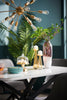 Bari Dining Table with Marble-Look Ceramic Top, Metal, Geometric Base, 63"W - White | Table de salle à manger Bari de 63 po (L) avec dessus en céramique d’apparence marbre et base géométrique en métal - blanche