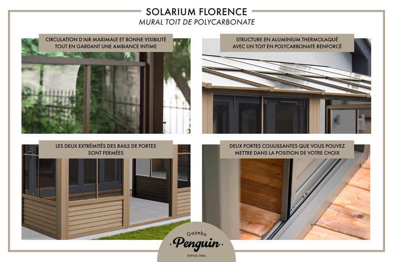 Gazebo Penguin Florence - Wall Mounted Solarium 10x12 Polycarbonate Roof