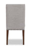 Boden Dining Chair with Polyester Fabric & Nailhead Trim - Beige & Brown | Chaise de salle à manger Boden en tissu de polyester avec bordure de clous décoratifs - beige et brune