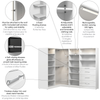 Bestar Florence 105" Modular L-Shaped Walk-In Closet System with LED Lights, Rods, Shelves and Drawe|Système de pièce-penderie en forme de L modulaire Florence de Bestar de 105 po avec éclairages à DEL
