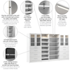 Bestar Florence 132" Modular Walk-In Closet System with LED Lights, Drawers, Doors and Shoe Shelves |Système de pièce-penderie modulaire Florence de Bestar de 132 po avec éclairages à DEL, tiroirs, por