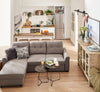 Carter 2-Piece Left-Facing Linen-Look Fabric Sleeper Sectional with Storage Chaise - Solis Grey | Sofa-lit sectionnel de gauche Carter 2 pièces en tissu d’apparence lin avec fauteuil long de rangement - gris Solis