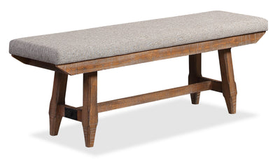 Cedar Dining Bench with Polyester Fabric, Pine Wood, Trestle-Base, 60"W - Brown | Banc de salle à manger Cedar de 60 po (L) en pin et tissu de polyester, avec base à tréteaux - brun