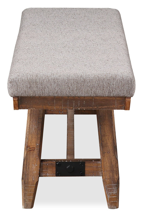 Cedar Dining Bench with Polyester Fabric, Pine Wood, Trestle-Base, 60\"W - Brown