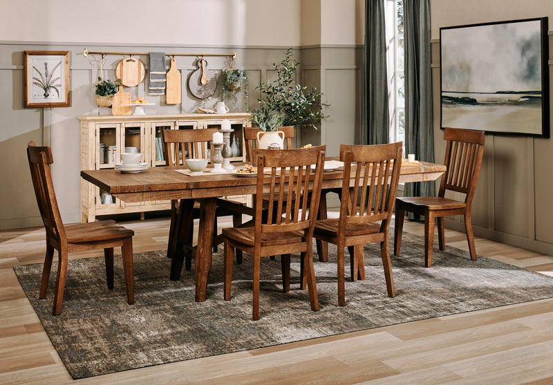 Cedar Extension Dining Table, Pine Wood, Trestle-Base, 72-96\"W - Brown