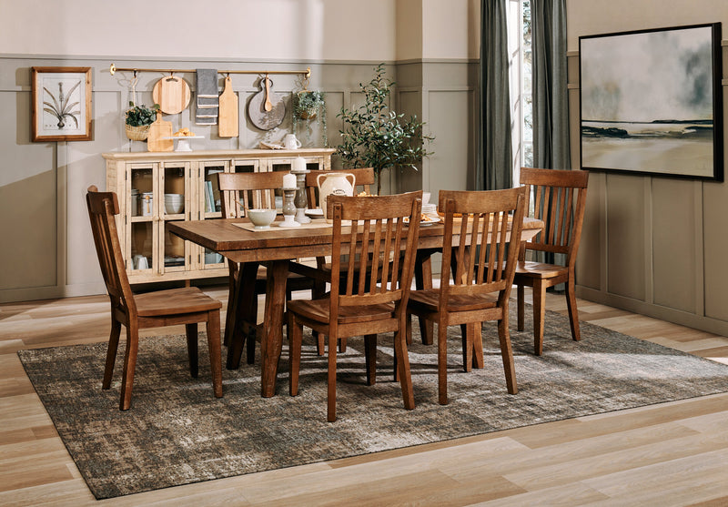 Cedar Extension Dining Table, Pine Wood, Trestle-Base, 72-96\"W - Brown