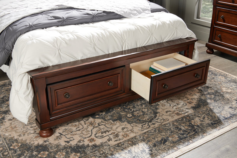 Chelsea Platform Storage Bed with Headboard & Frame, Cherry Brown - King Size