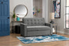 Cory 59" Velvet Fabric Klik Klak Futon with Tufting - Grey | Futon Cory de 59 po en tissu de velours avec mécanisme Klik Klak et capitonnage - gris
