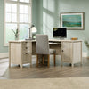 Costa 65.12" Commercial Grade L-Shaped Office Desk with 3-Drawers & Cabinet - Chalked Chestnut|Bureau en forme de L Costa de 65,12 po de qualité commerciale à 3 tiroirs avec armoire - marron blanchi