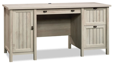 Costa 59.06"  Commercial Grade Computer Office Desk with 2-Drawers & Cabinet - Chalked Chestnut|Bureau d’ordinateur Costa de 59,06 po de qualité commerciale à 2 tiroirs avec armoire - marron blanchi