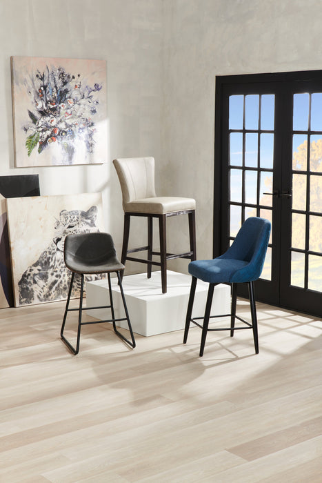 Coty Counter-Height Stool with Vegan Leather Fabric, 24\"H, Metal - Grey