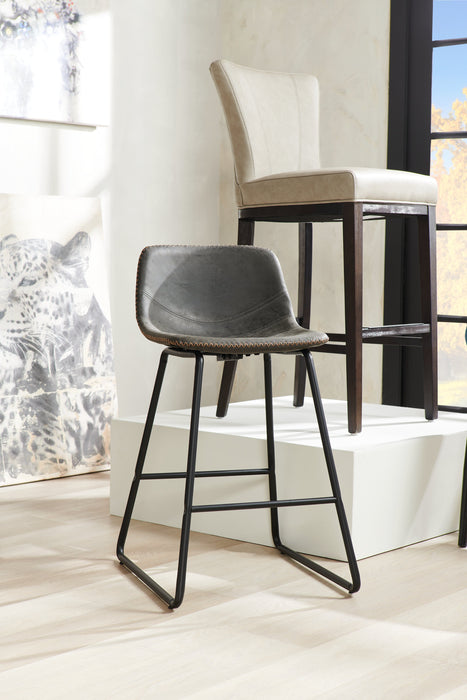Coty Counter-Height Stool with Vegan Leather Fabric, 24\"H, Metal - Grey