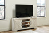 Davin 61" Rustic TV Stand with Storage and Cable Management for TVs up to 70"- Whitewash|Meuble pour téléviseur rustique Davin de 61 po avec rangement et système de gestion des câbles pour téléviseurs jusqu’à 70 po - blanchi