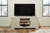 Davin 61" Rustic TV Stand with Storage and Cable Management for TVs up to 70"- Whitewash|Meuble pour téléviseur rustique Davin de 61 po avec rangement et système de gestion des câbles pour téléviseurs jusqu’à 70 po - blanchi