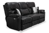 Made in Canada Dawson 87" Genuine Leather Power Reclining Sofa with USB Port and Accent Pillows - Black | Sofa à inclinaison électrique Dawson de 87 po fabriqué au Canada en cuir véritable avec port USB et oussins décoratifs - noir