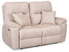 Made in Canada Dawson 64" Fabric Power Reclining Loveseat with USB Port and Accent Pillows - Beige | Causeuse à inclinaison électrique Dawson de 64 po fabriquée au Canada en tissu avec port USB et coussins décoratifs - beige