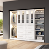 Bestar Florence 100" Modular Walk-In Closet System with LED Lights, Rods, Shelves, Drawers and Doors|Système de pièce-penderie modulaire Florence de Bestar de 100 po avec éclairages à DEL, tringles, ta