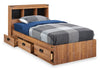 Driftwood Mates Bed with Bookcase Headboard Set for Kids, Brown - Twin Size | Ensemble lit matelot et tête de lit bibliothèque Driftwood pour enfants, brun - format lit simple